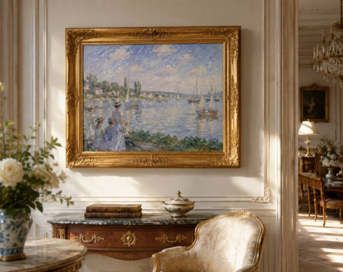 Gilded-frame painting in a formal residence
